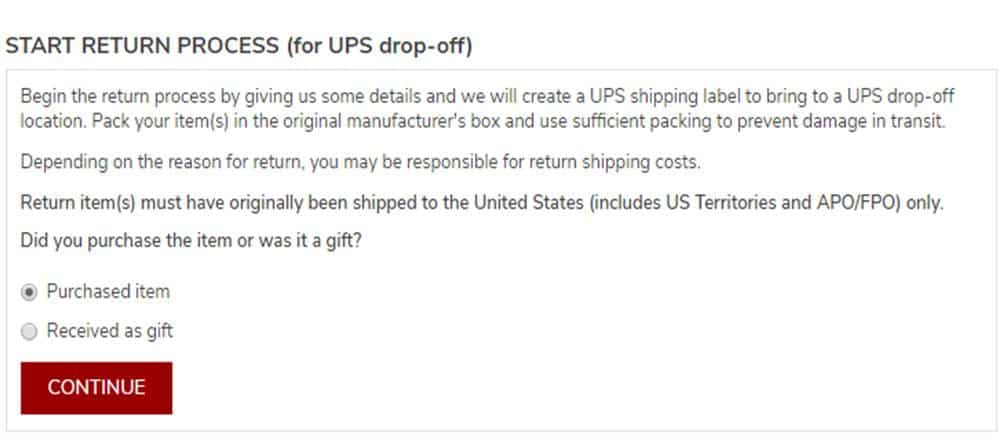 Returns via UPS