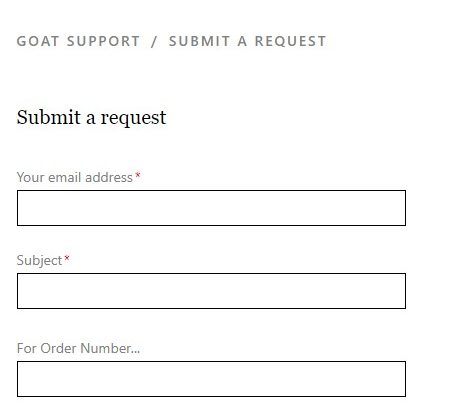 GOAT return policy return request page