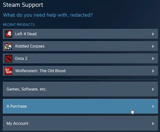 Steam Purchase Section