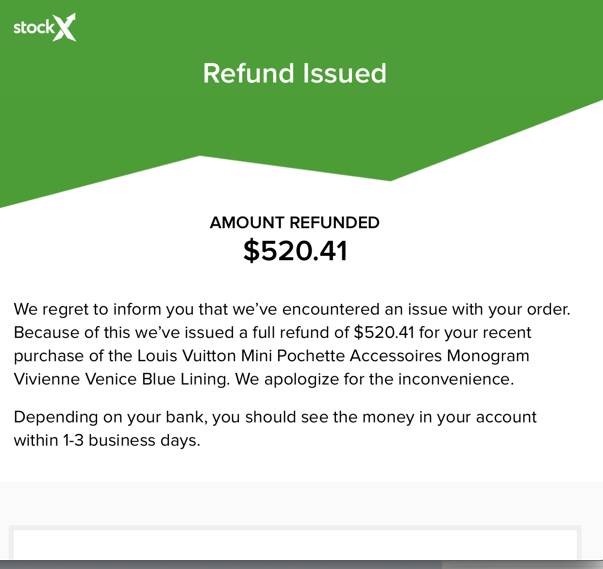 StockX refund