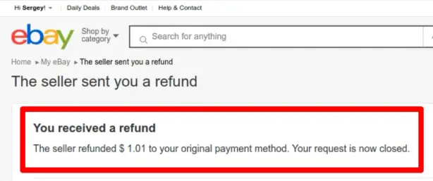 eBay cancel order Refund Processed