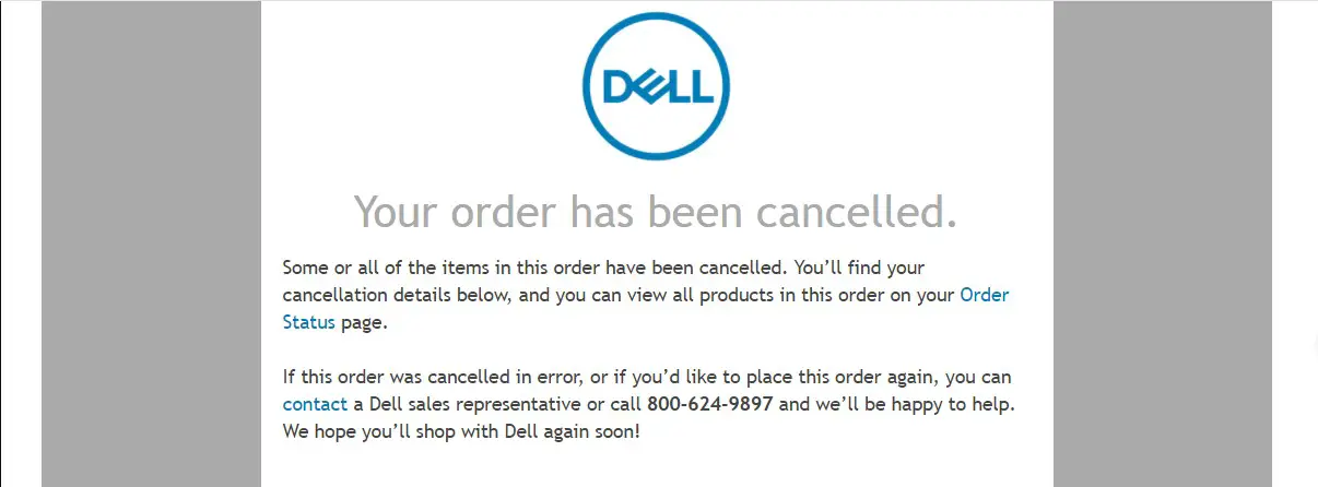 Dell Cancellation