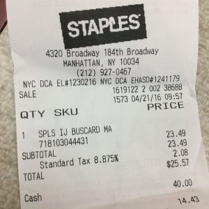 staples receipt