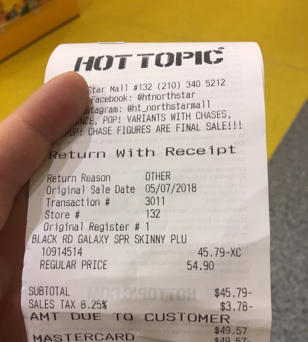 hot topic receipt