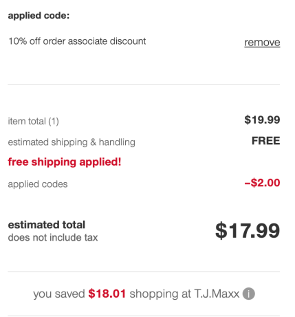 TJmaxx.com employee discount