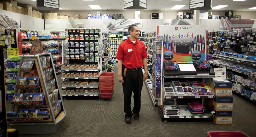 An Office Depot employee at one of the stores in Hoboken.
